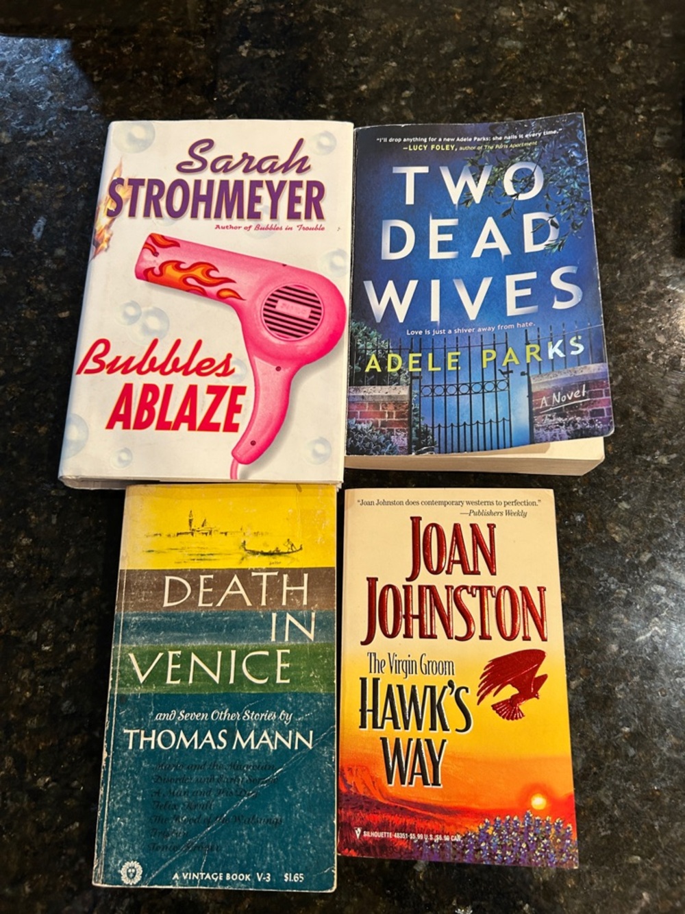 Set of 4 adult reading novels- Mann, Johnston, Parks, Strohmeyer